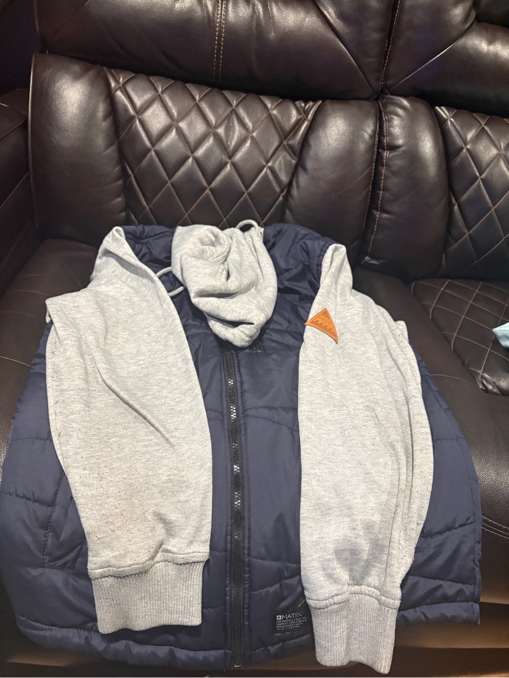 Matix Men's Navy Blue and Light Gray Hooded Windbreaker Jacket